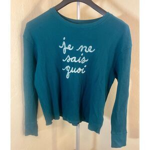 Anthropologie turquoise waffle knit long-sleeve top Size XS